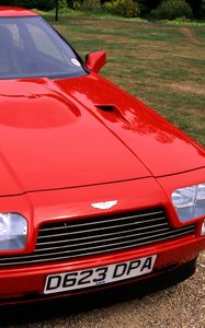 Превью обои астон мартин, 1986, красный, вид спереди, aston martin, v8, vantage, авто