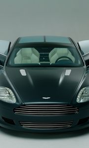 Превью обои астон мартин, 2006, черный, вид спереди, концепт кар, aston martin, rapide, спорт