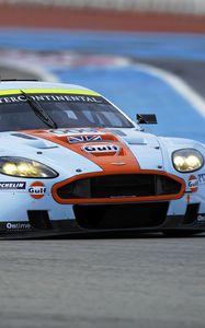 Превью обои астон мартин, 2008, белый, вид спереди, стиль, спорт, aston martin, dbr9, авто, гоночный болид, трасса