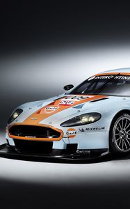 Превью обои астон мартин, 2008, белый, вид сбоку, стиль, спорт, aston martin, dbr9, авто, гоночный болид