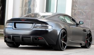 Превью обои астон мартин, 2011, черный, вид сбоку, спорт, aston martin, dbs, авто