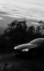 Превью обои aston martin a8, aston martin, чб, машина, черный, темный