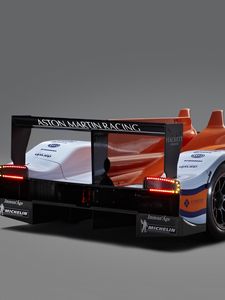 Превью обои aston martin, amr-one, lmp1, 2011, оранжевый, белый, вид сзади, спорт, астон мартин, авто