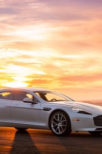 Превью обои aston martin, авто, белый, закат