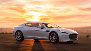 Превью обои aston martin, авто, белый, закат