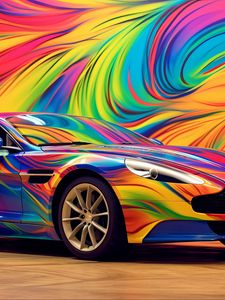 Превью обои aston martin, автомобиль, гонка, цветной