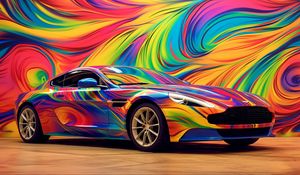 Превью обои aston martin, автомобиль, гонка, цветной