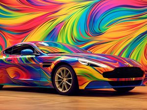 Превью обои aston martin, автомобиль, гонка, цветной