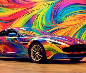 Превью обои aston martin, автомобиль, гонка, цветной