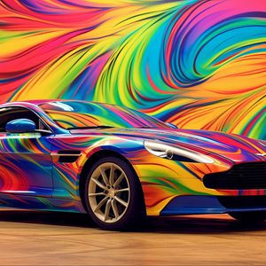 Превью обои aston martin, автомобиль, гонка, цветной