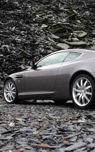 Превью обои aston martin, db9, 2004, серый, вид сбоку, стиль, авто