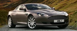 Превью обои aston martin, db9, 2004, серый металлик, вид сбоку, стиль, авто, астон мартин, природа