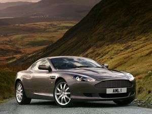 Превью обои aston martin, db9, 2004, серый металлик, вид сбоку, стиль, авто, астон мартин, природа