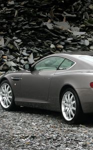 Превью обои aston martin, db9, 2004, серый, вид сзади, стиль, авто