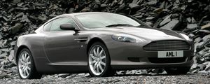 Превью обои aston martin, db9, 2004, серый металлик, вид сбоку, стиль, авто