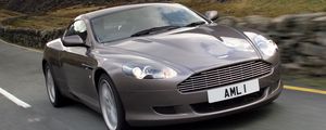 Превью обои aston martin, db9, 2004, серый, вид спереди, стиль, спорт, астон мартин, авто, скорость, асфальт