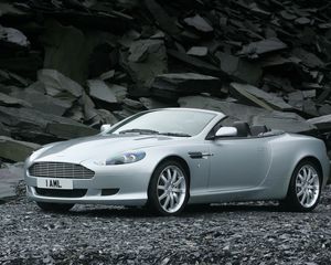 Превью обои aston martin, db9, 2004, серебряный металлик, вид спереди, спорт, авто