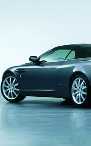 Превью обои aston martin, db9, 2004, синий, вид сбоку, авто, астон мартин, отражение