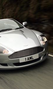 Превью обои aston martin, db9, 2004, серебряный металлик, вид спереди, авто, астон мартин, скорость