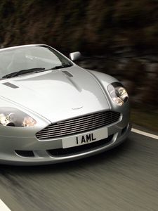 Превью обои aston martin, db9, 2004, серебряный металлик, вид спереди, авто, астон мартин, скорость