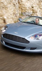 Превью обои aston martin, db9, 2004, голубой, вид спереди, спорт, астон мартин, авто, скорость