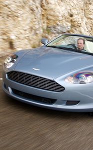 Превью обои aston martin, db9, 2004, голубой, вид спереди, спорт, астон мартин, авто, скорость