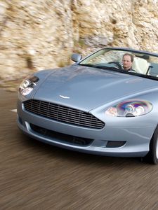 Превью обои aston martin, db9, 2004, голубой, вид спереди, спорт, астон мартин, авто, скорость