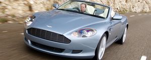 Превью обои aston martin, db9, 2004, голубой, вид спереди, спорт, астон мартин, авто, скорость