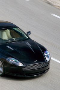 Превью обои aston martin, db9, 2006, черный, вид сверху, стиль, авто, астон мартин, спорт, скорость, асфальт