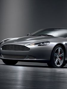 Превью обои aston martin, db9, 2008, серый металлик, вид сбоку, стиль, астон мартин, авто