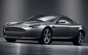 Превью обои aston martin, db9, 2008, серый металлик, вид сбоку, стиль, астон мартин, авто