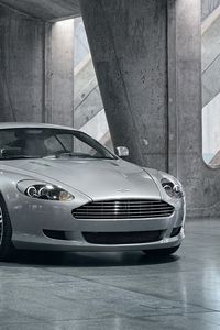 Превью обои aston martin, db9, 2008, серый металлик, вид спереди, стиль, авто, отражение