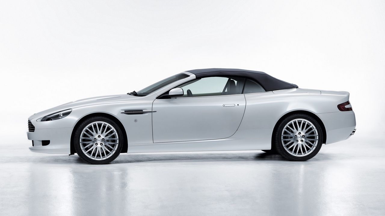 Обои aston martin, db9, 2008, белый, вид сбоку, стиль, авто