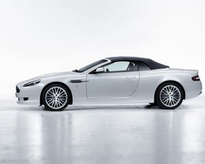 Превью обои aston martin, db9, 2008, белый, вид сбоку, стиль, авто