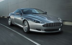 Превью обои aston martin, db9, 2008, серый, вид середи, стиль, авто, астон мартин, скорость, асфальт