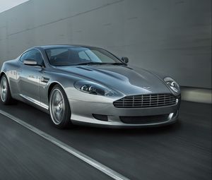 Превью обои aston martin, db9, 2008, серый, вид середи, стиль, авто, астон мартин, скорость, асфальт