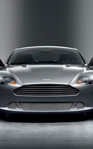 Превью обои aston martin, db9, 2008, серый, вид спереди, спорт, астон мартин, авто