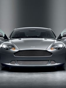 Превью обои aston martin, db9, 2008, серый, вид спереди, спорт, астон мартин, авто