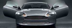 Превью обои aston martin, db9, 2008, серый, вид спереди, спорт, астон мартин, авто