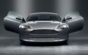 Превью обои aston martin, db9, 2008, серый, вид спереди, спорт, астон мартин, авто