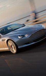 Превью обои aston martin, db9, 2008, серый, вид сбоку, астон мартин, авто, скорость