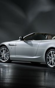 Превью обои aston martin, db9, 2010, белый, вид сбоку, стиль, астон мартин, авто, отражение