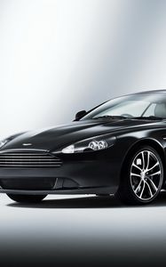 Превью обои aston martin, db9, 2010, черный, вид сбоку, стиль, авто