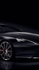 Превью обои aston martin, db9, черный, вид сбоку, carbon black