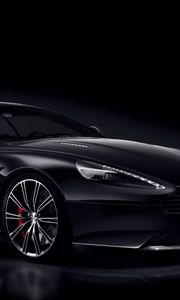 Превью обои aston martin, db9, черный, вид сбоку, carbon black