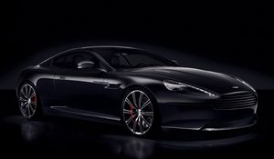 Превью обои aston martin, db9, черный, вид сбоку, carbon black