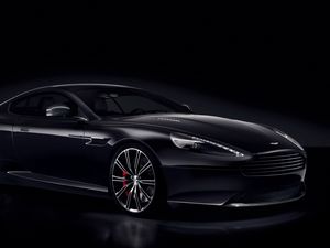 Превью обои aston martin, db9, черный, вид сбоку, carbon black