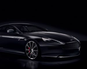 Превью обои aston martin, db9, черный, вид сбоку, carbon black