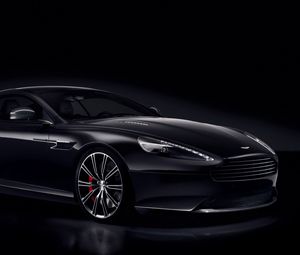 Превью обои aston martin, db9, черный, вид сбоку, carbon black