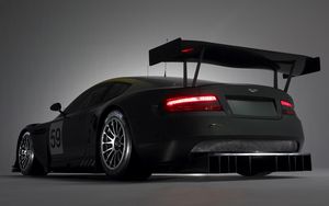 Превью обои aston martin, dbr9, 2005, черный, вид сбоку, стиль, спорт, астон мартин, авто